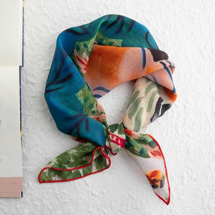 Meadow Muse Teal Silk Square Scarf