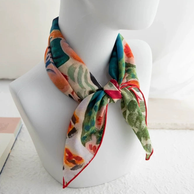 Meadow Muse Teal Silk Square Scarf