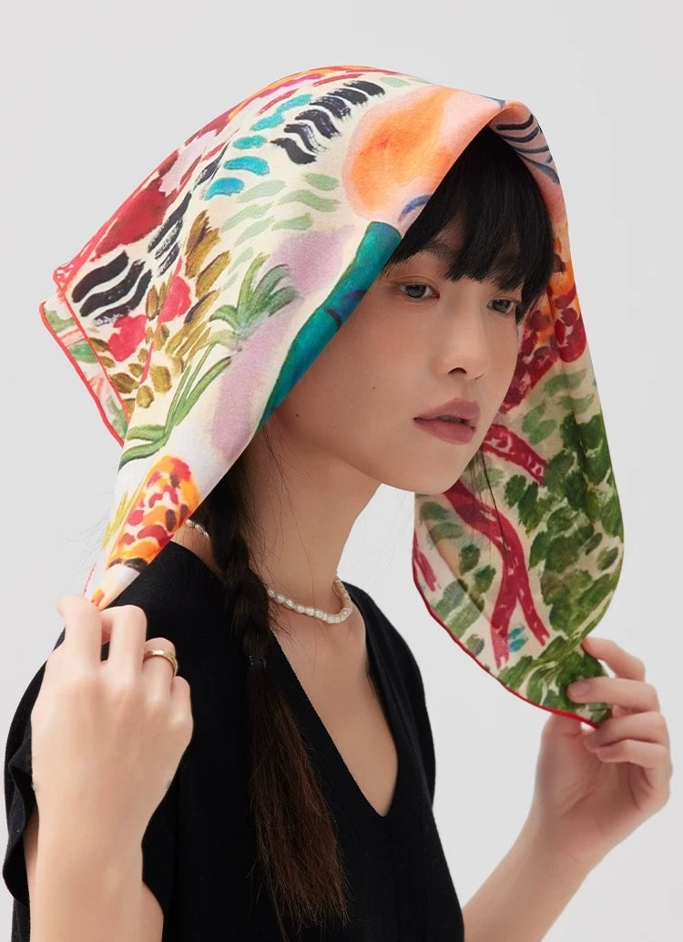 Meadow Muse Teal Silk Square Scarf