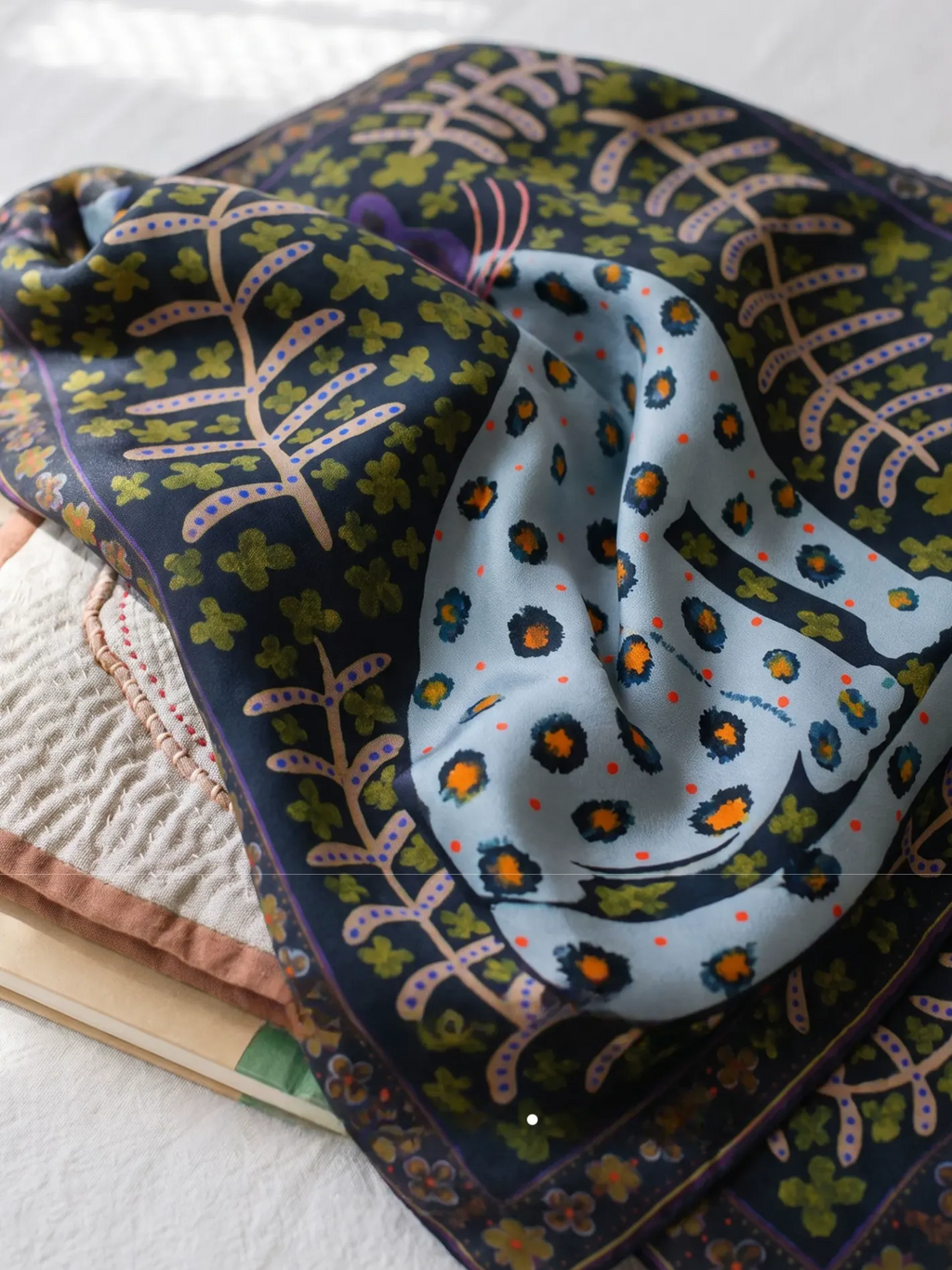 Midnight Leopard Silk Square Scarf