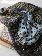 Midnight Leopard Silk Square Scarf