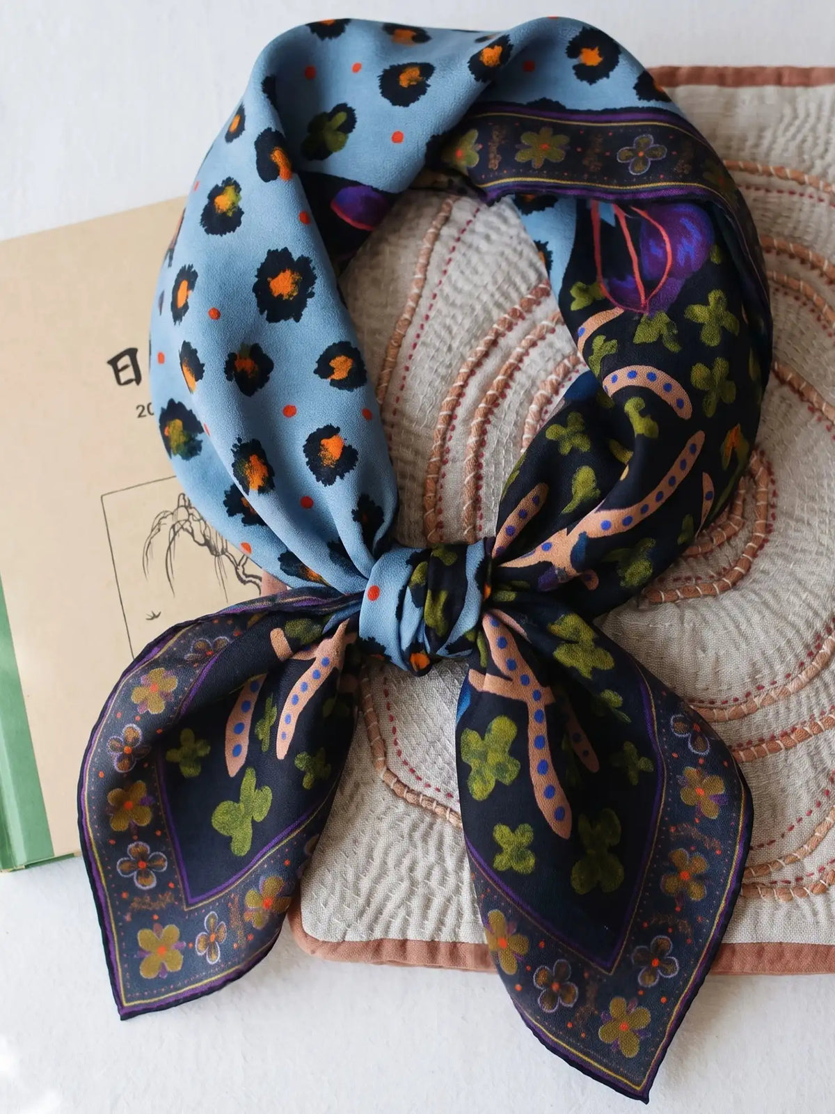 Midnight Leopard Silk Square Scarf
