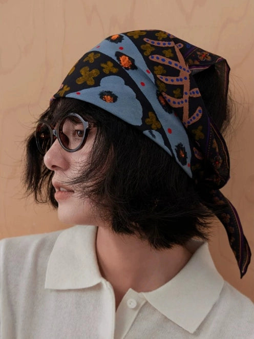 Midnight Leopard Silk Square Scarf