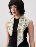 Moonlit Blossom Cream Silk Square Scarf