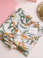 Moonlit Blossom Cream Silk Square Scarf