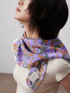 Moonlit Blossom Lilac Silk Square Scarf