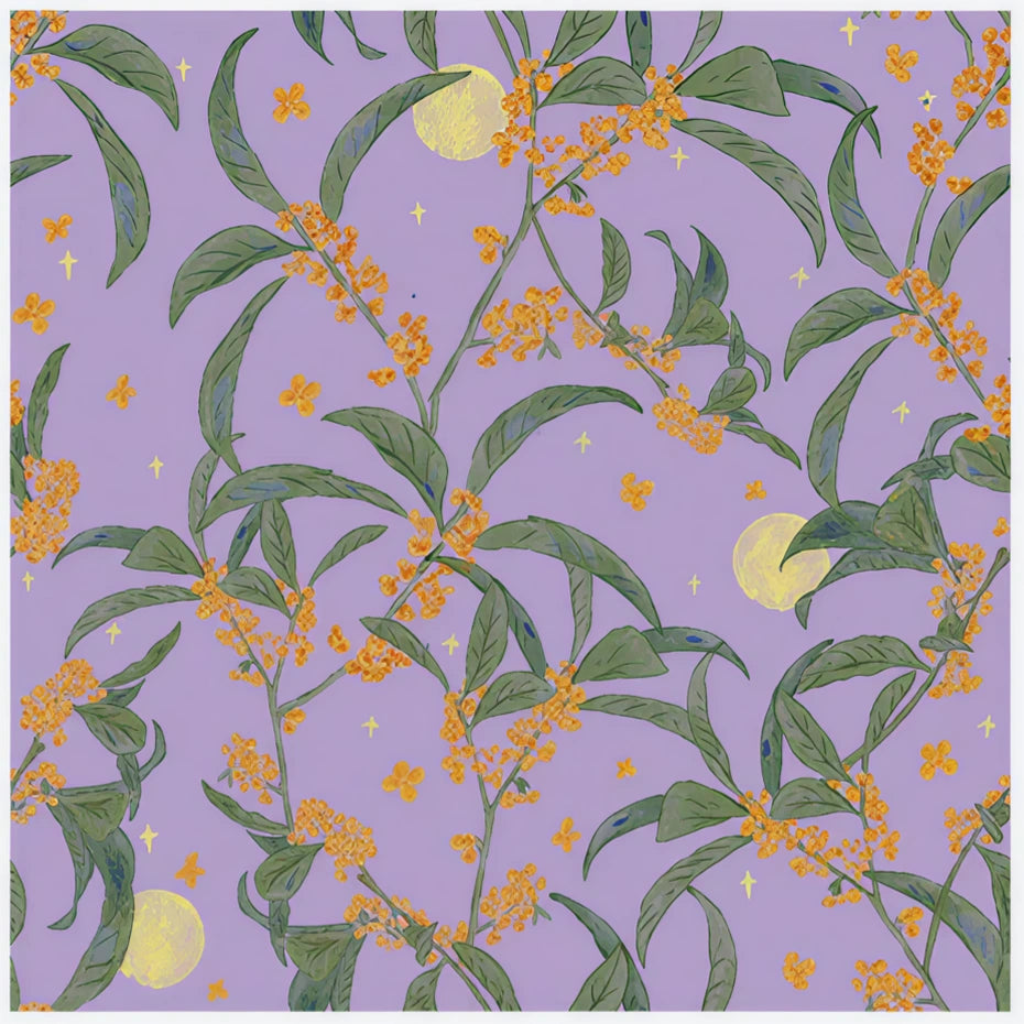Moonlit Blossom Lilac Silk Square Scarf