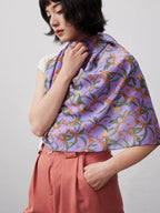 Moonlit Blossom Lilac Silk Square Scarf