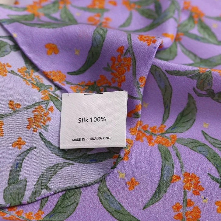 Moonlit Blossom Lilac Silk Square Scarf
