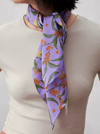 Moonlit Blossom Lilac Silk Square Scarf