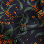 Moonlit Blossom Navy Silk Square Scarf