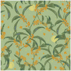 Moonlit Blossom Sage Green Silk Square Scarf