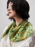 Moonlit Blossom Sage Green Silk Square Scarf