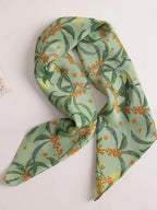 Moonlit Blossom Sage Green Silk Square Scarf