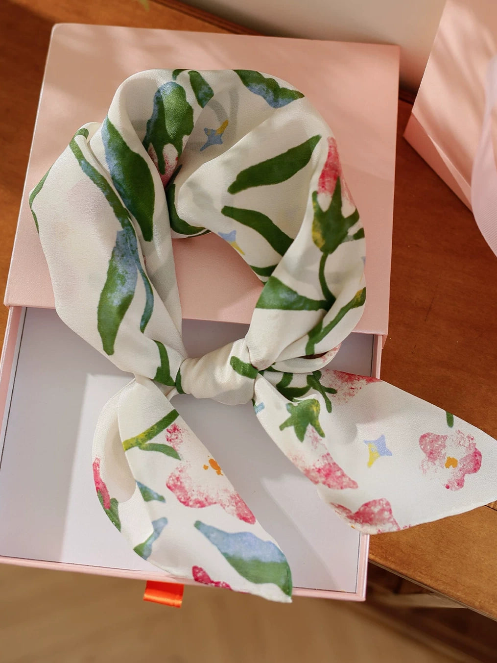 Morning Glory Cream Silk Square Scarf