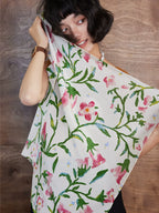 Morning Glory Cream Silk Square Scarf