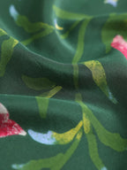 Morning Glory Forest Green Silk Square Scarf