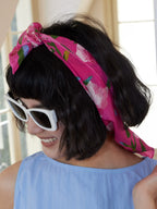 Morning Glory Hot Pink Silk Square Scarf