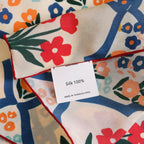 Oriental Bloom Cream Silk Square Scarf
