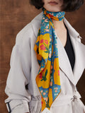 Oriental Bloom Mustard Silk Square Scarf