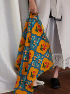 Oriental Bloom Mustard Silk Square Scarf