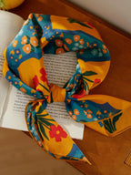 Oriental Bloom Mustard Silk Square Scarf