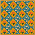 Oriental Bloom Mustard Silk Square Scarf