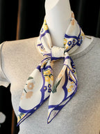 Oriental Bloom White Silk Square Scarf