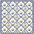Oriental Bloom White Silk Square Scarf