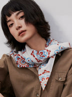Oriental Medallion Terracotta Silk Square Scarf