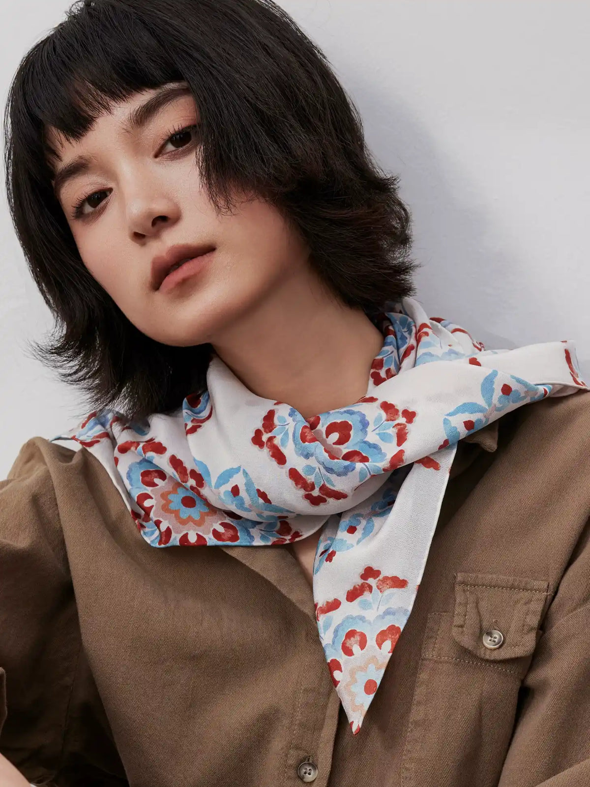 Oriental Medallion Terracotta Silk Square Scarf