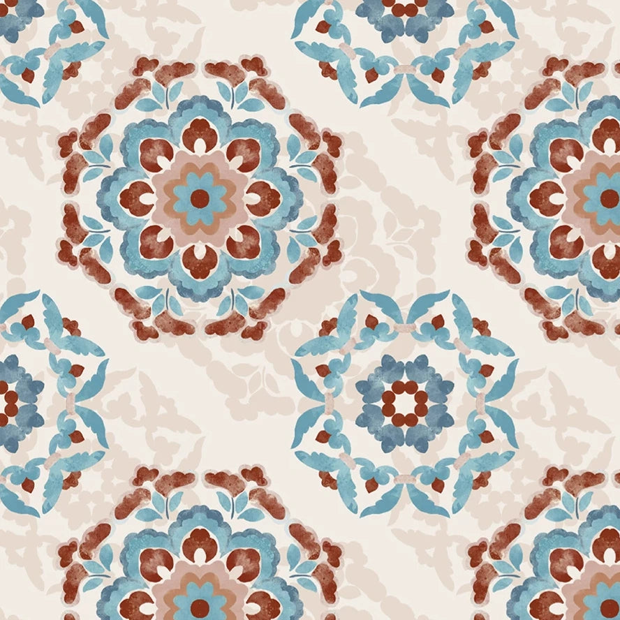 Oriental Medallion Terracotta Silk Square Scarf