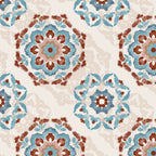 Oriental Medallion Terracotta Silk Square Scarf