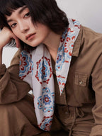 Oriental Medallion Terracotta Silk Square Scarf