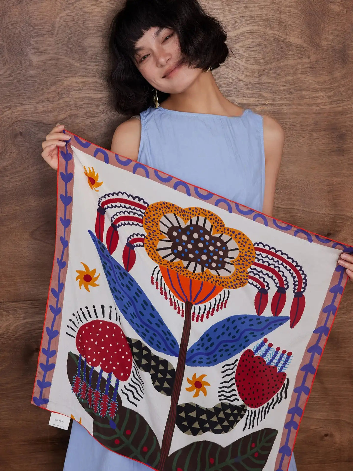 Primal Bloom Multi Silk Square Scarf