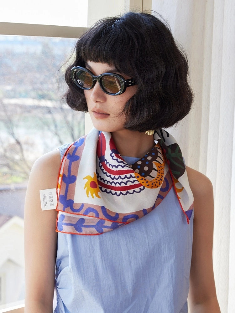 Primal Bloom Multi Silk Square Scarf