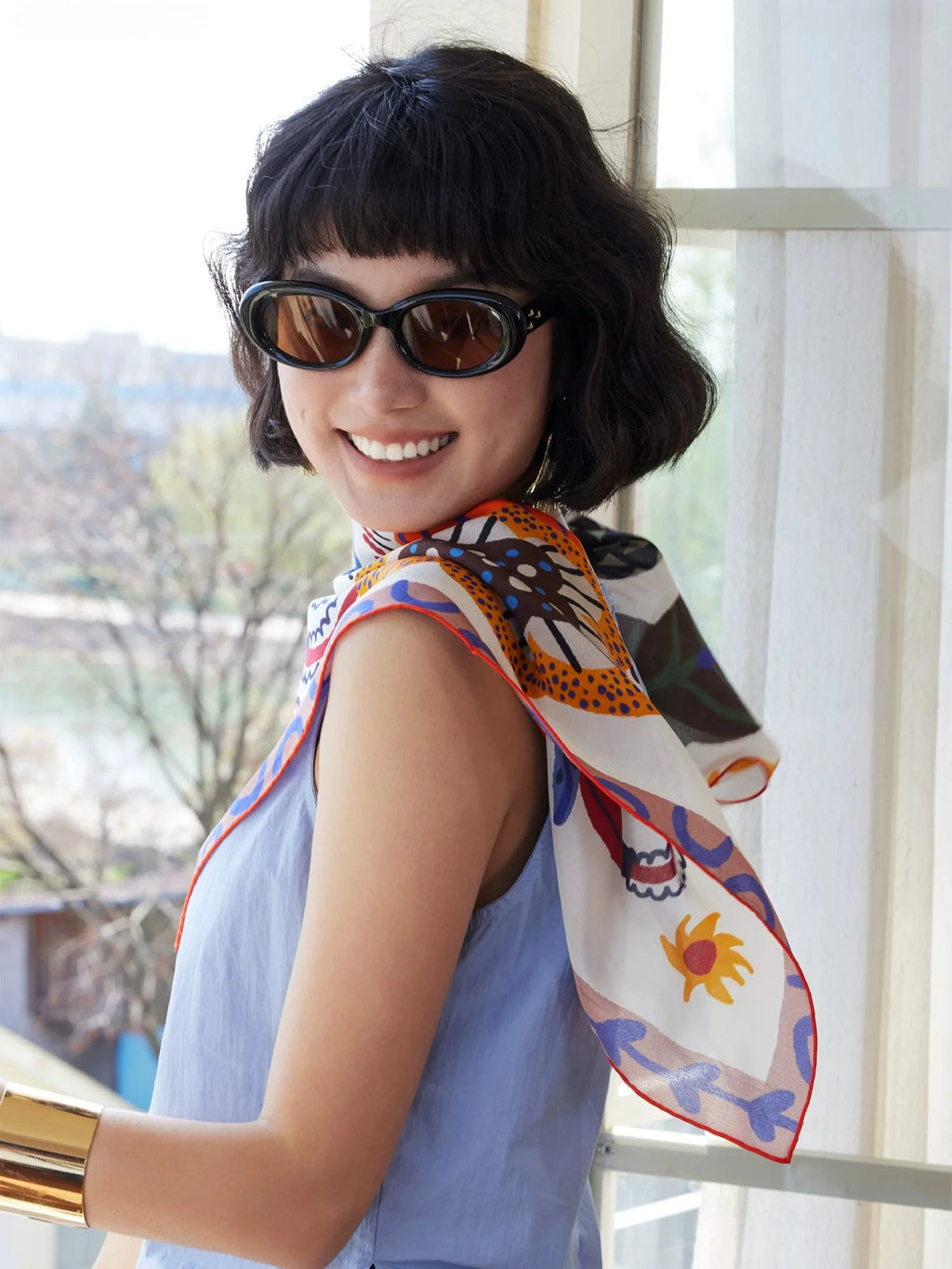 Primal Bloom Multi Silk Square Scarf