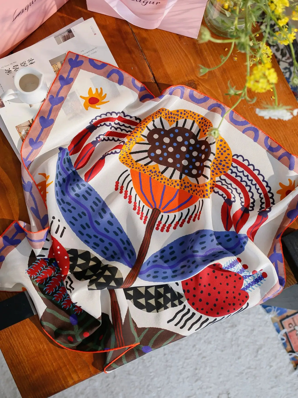 Primal Bloom Multi Silk Square Scarf