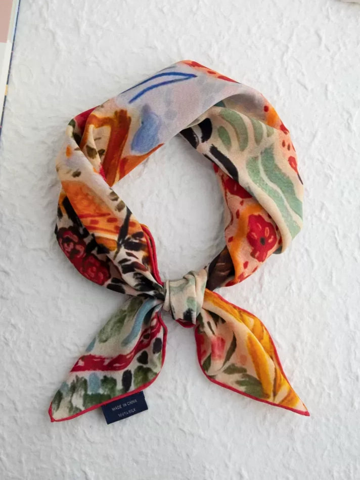 Rose Garden Pink Silk Square Scarf