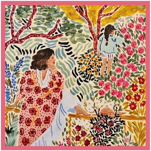 Rose Garden Pink Silk Square Scarf