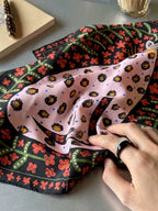 Rose Leopard Pink Silk Square Scarf