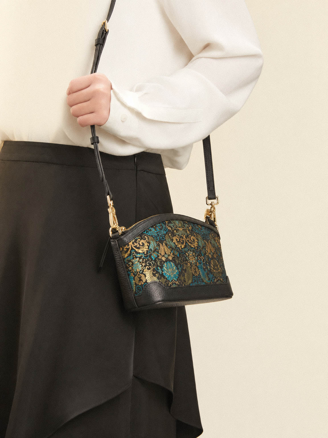 The "Emerald Guardian" Mini Tote – Song Brocade Edition