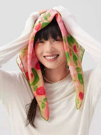 Strawberry Field Pink Silk Square Scarf