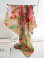 Strawberry Field Pink Silk Square Scarf