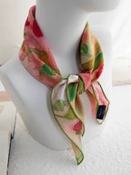 Strawberry Field Pink Silk Square Scarf