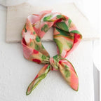 Strawberry Field Pink Silk Square Scarf
