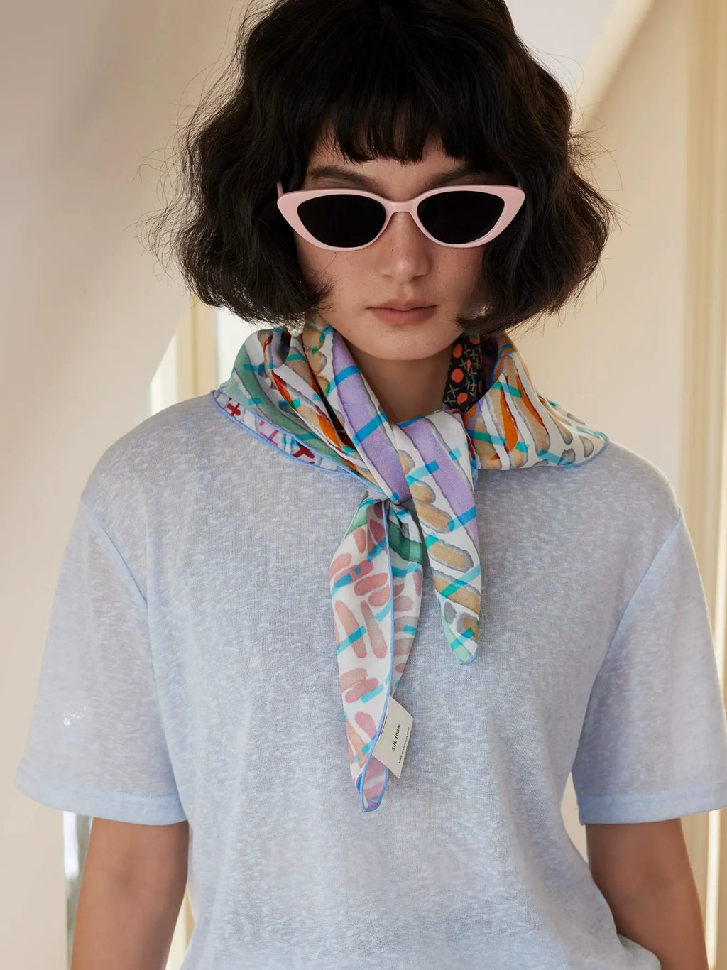 Woven Bloom Multi Silk Square Scarf