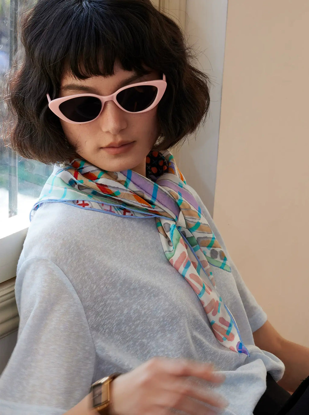 Woven Bloom Multi Silk Square Scarf