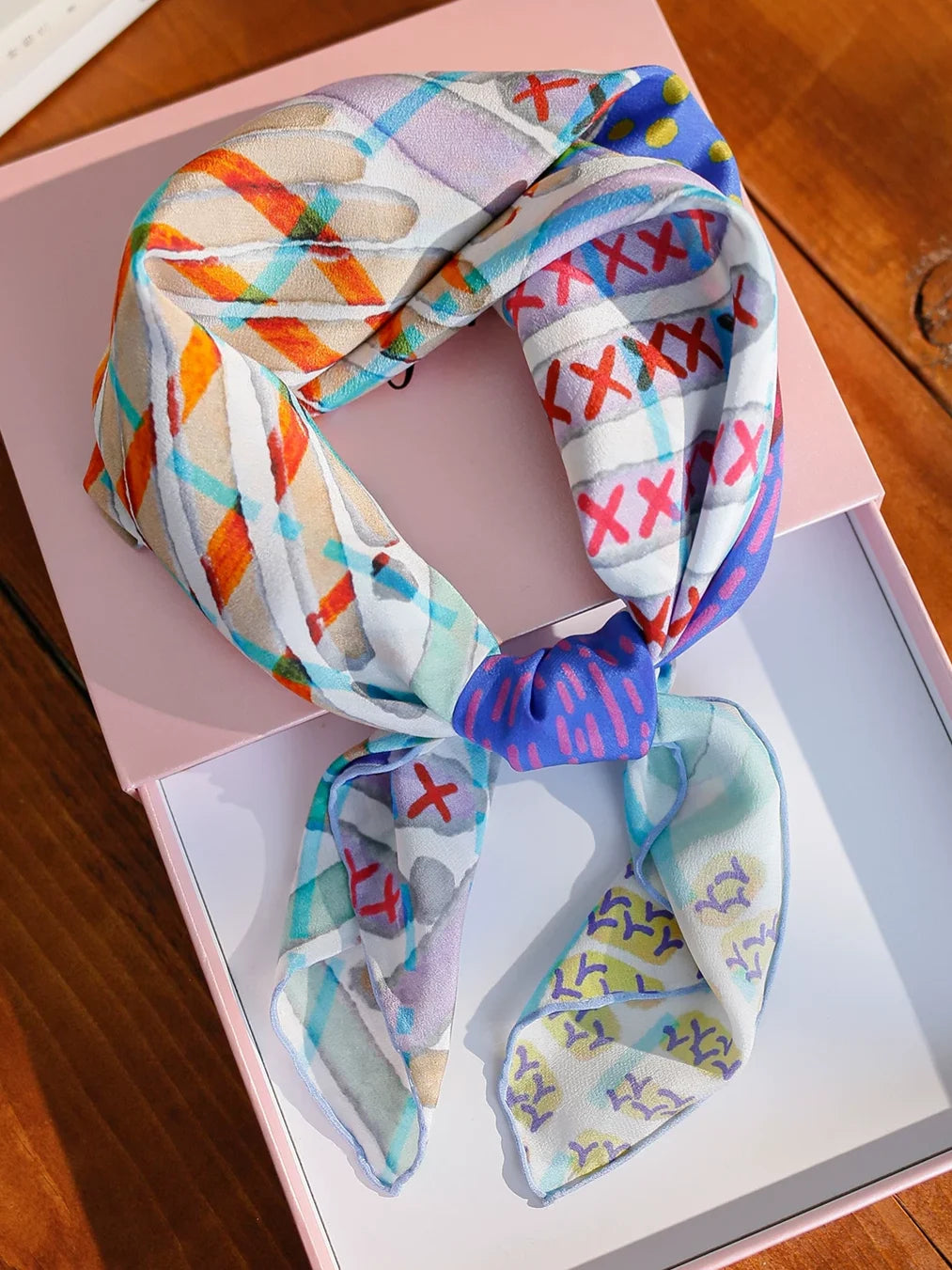 Woven Bloom Multi Silk Square Scarf