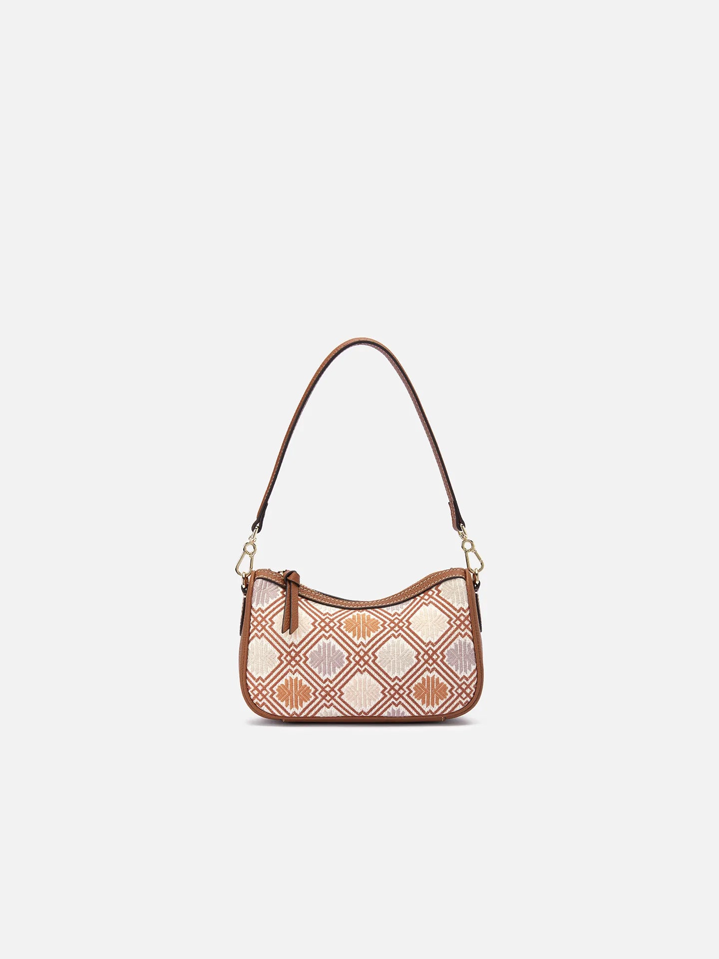 Auspicious Lattice Zhuang Brocade Baguette Bag